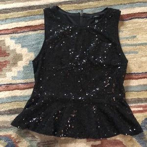 Forever 21 black sequin peplum top size medium